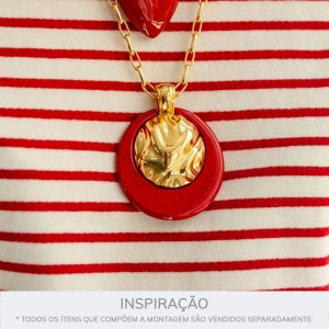 Pingente Orgânico Ouro com Vermelho 50mm