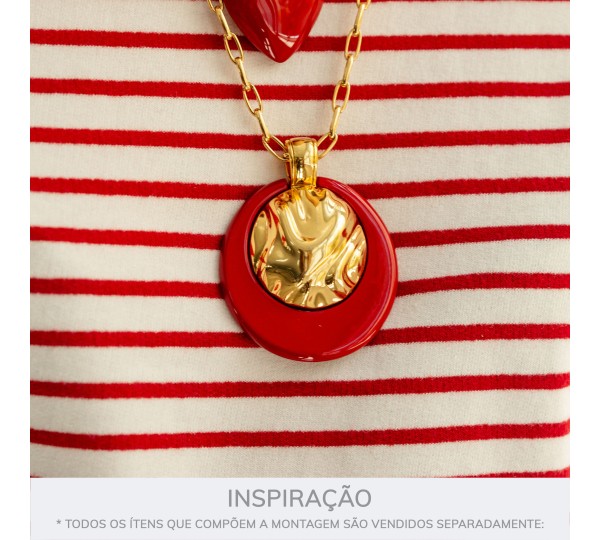 Pingente Orgânico Ouro com Vermelho 50mm