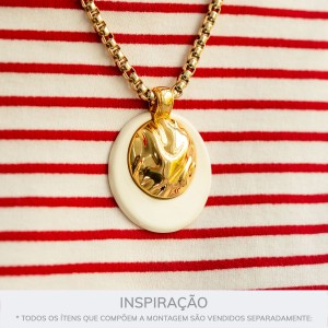 Pingente Orgânico Ouro com Off White 50mm