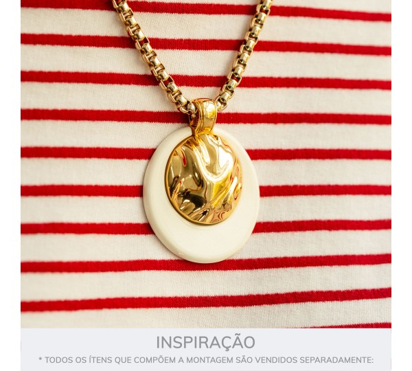 Pingente Orgânico Ouro com Off White 50mm