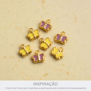 Pingente Borboleta Ouro com Amarelo 13mm