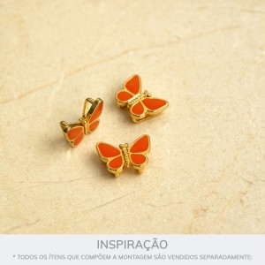 Passador Borboleta Ouro com Laranja 19mm