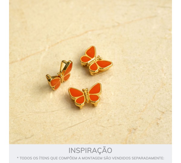Passador Borboleta Ouro com Laranja 19mm
