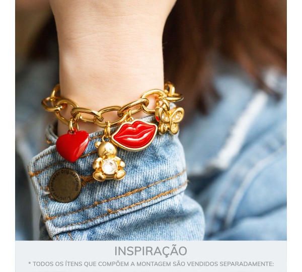 Pingente Urso Níquel com Strass 23mm