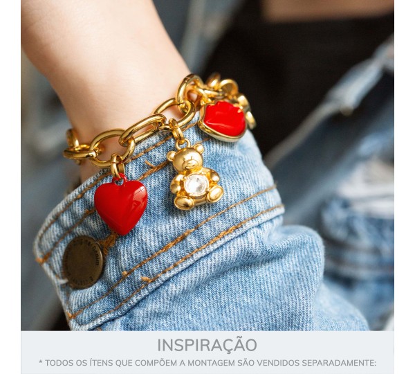 Pingente Urso Ouro com Strass 23mm