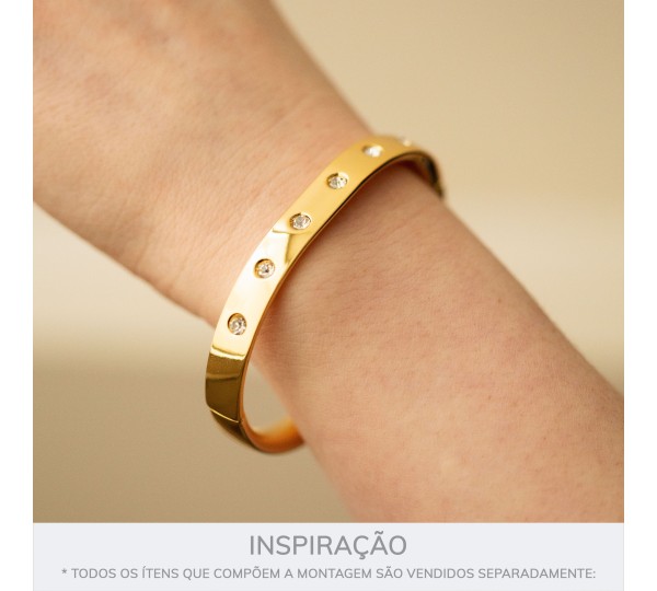 Pulseira Clássica Ouro Com Strass 68mm