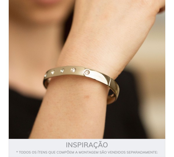 Pulseira Clássica Níquel Com Strass 68mm