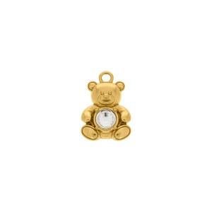 Pingente Urso Ouro com Strass 23mm