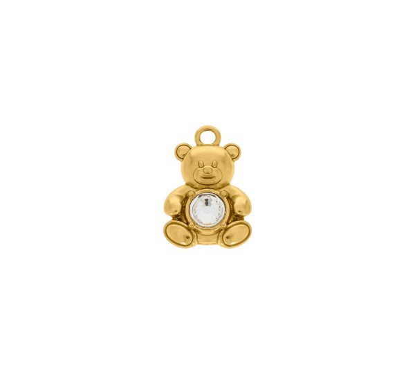 Pingente Urso Ouro com Strass 23mm