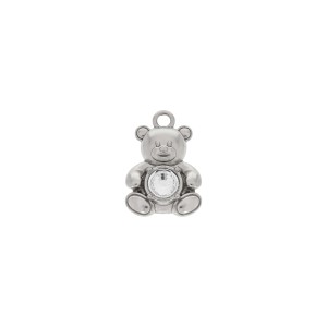 Pingente Urso Níquel com Strass 23mm