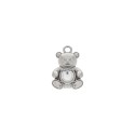 Pingente Urso Níquel com Strass 23mm