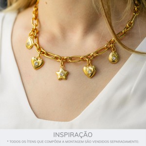 Conjunto de Pingentes Clássicos Ouro com Strass