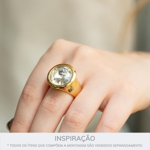 Anel com Rivoli Ouro Abertura 19mm