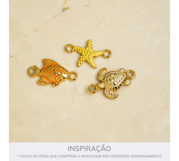 Conjunto Marítimo Ouro com Resina Colorida