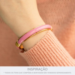 Pulseira Ouro com Rosa Claro 68mm