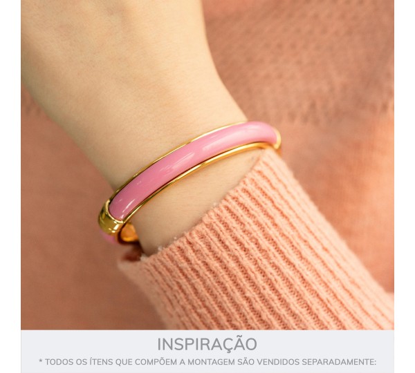 Pulseira Ouro com Rosa Claro 68mm