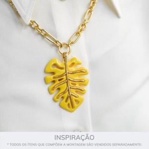 Pingente Folha Amarelo com Ouro 60mm