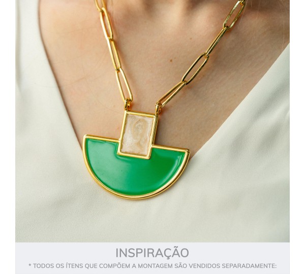 Pingente Ouro com Verde 66mm