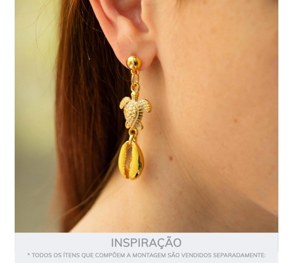 Pingente Búzio Ouro com Amarelo 18mm