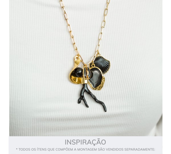 Pingente Búzio Ouro com Preto 18mm