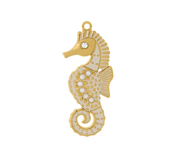 Pingente Cavalo Marinho Ouro com Pérolas 53mm