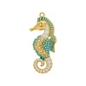 Pingente Cavalo Marinho Ouro com Tiffany 53mm