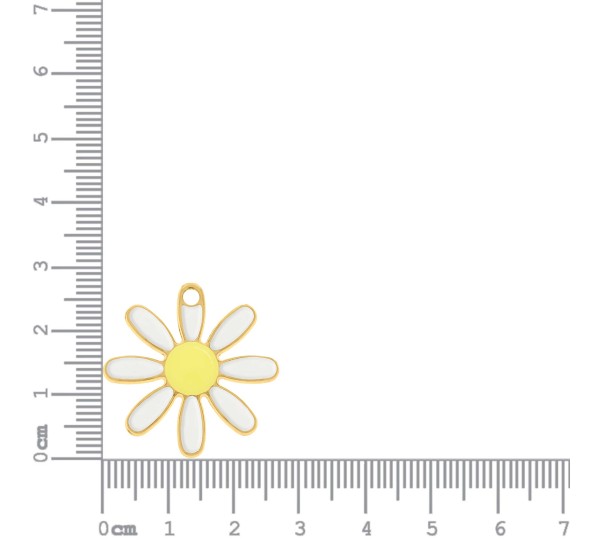 Pingente Margarida Ouro com Branco 27mm
