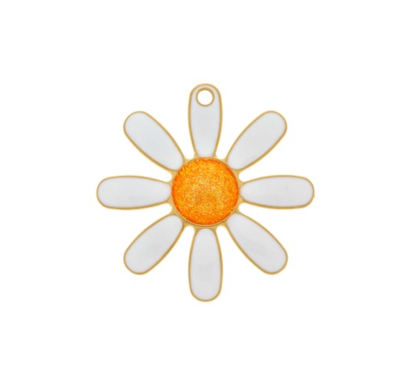 Pingente Margarida Ouro com Branco 44mm