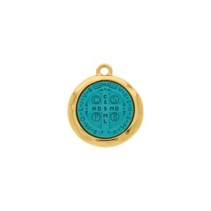 Pingente São Bento Ouro com Tiffany 27mm
