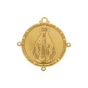 Pingente Nossa Senhora das Graças Ouro com Strass 47mm