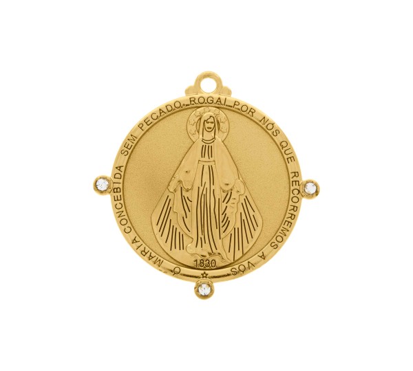 Pingente Nossa Senhora das Graças Ouro com Strass 47mm