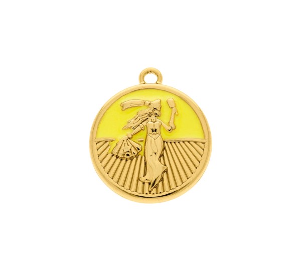 Pingente Oxum Ouro com Amarelo 26mm