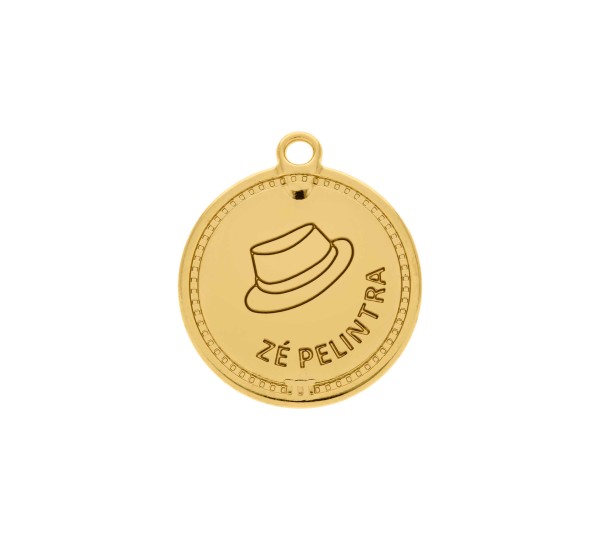Pingente Zé Pelintra Ouro com Preto 26mm
