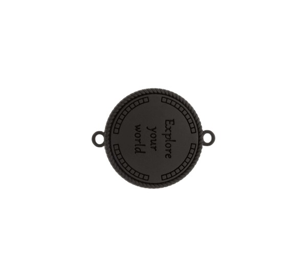Pingente Rosa Dos Ventos Preto Fosco com Ouro 32mm