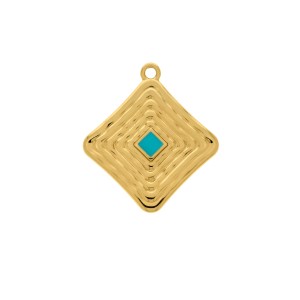 Pingente Losango em ouro com Tiffany 40mm
