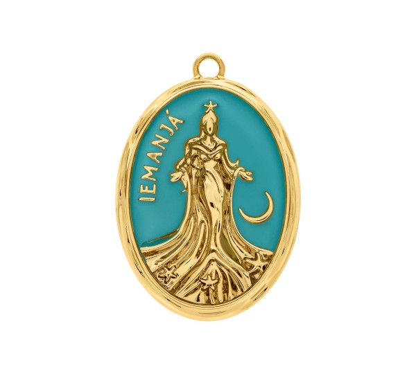 Pingente Iemanjá Ouro com Tiffany 48mm