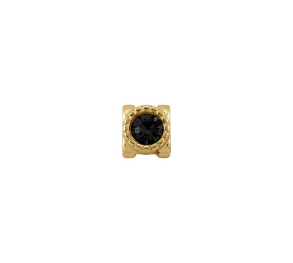 Passador Ouro com Strass Preto 9mm