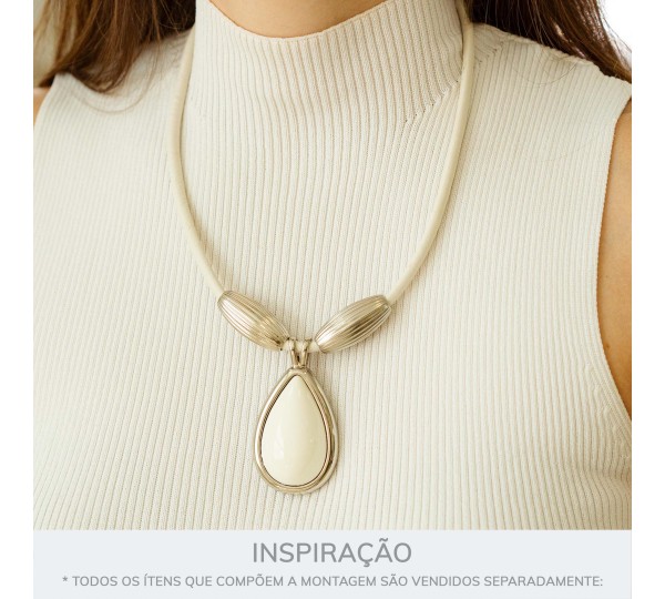 Pingente Gota Níquel com Off White 63mm