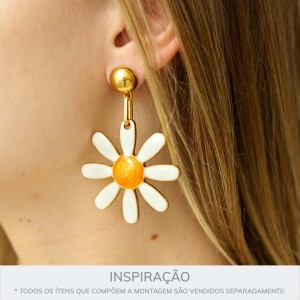 Pingente Margarida Ouro com Branco 44mm