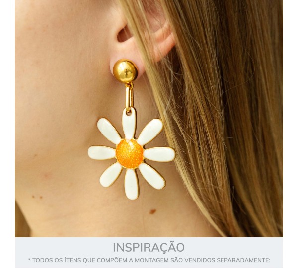 Pingente Margarida Ouro com Branco 44mm