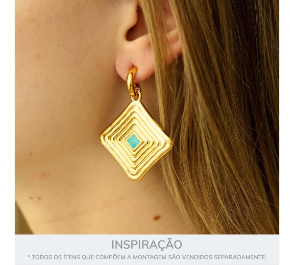Pingente Losango em ouro com Tiffany 40mm