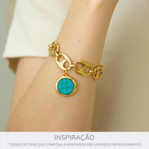 Pingente São Bento Ouro com Tiffany 27mm