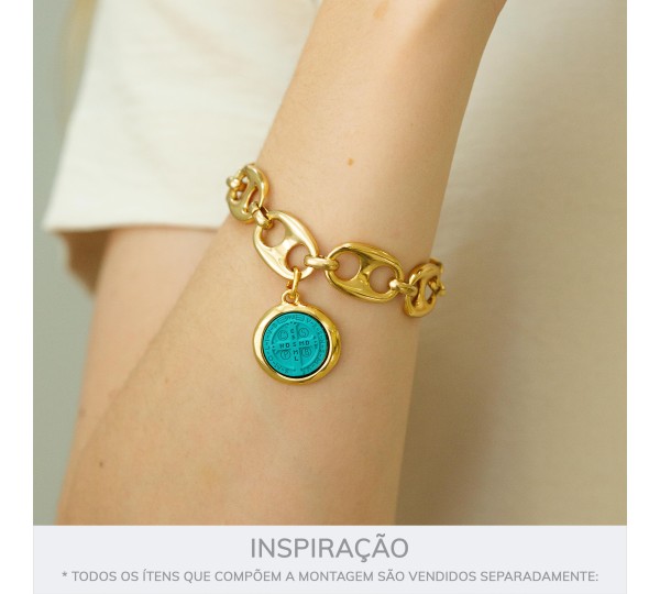 Pingente São Bento Ouro com Tiffany 27mm