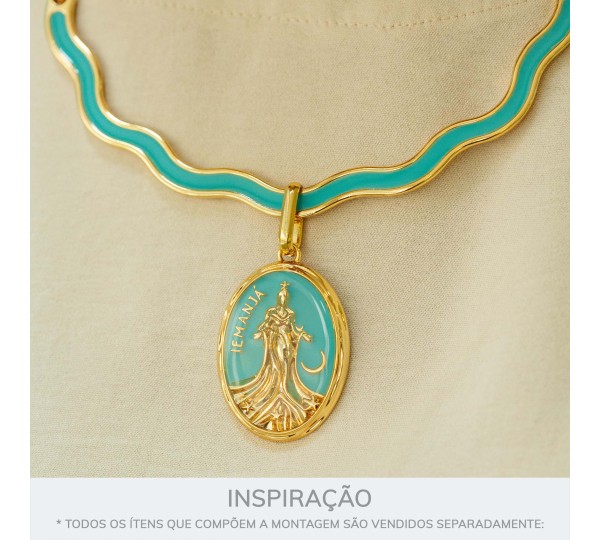 Pingente Iemanjá Ouro com Tiffany 48mm