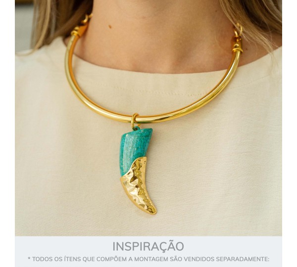 Pingente Dente de Sabre Ouro com Tiffany Marmorizado 67mm