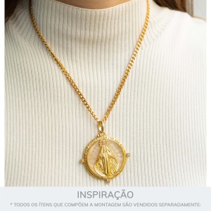 Pingente Nossa Senhora das Graças Ouro com Perolado 47mm