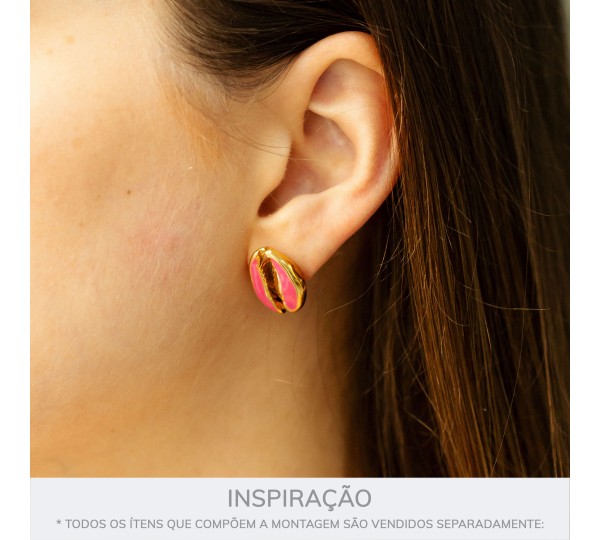 Pingente Búzio Ouro com Coral 18mm