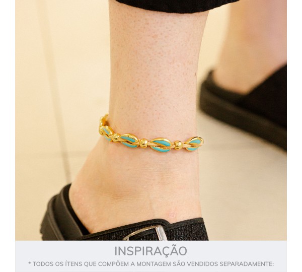 Pingente Búzio Ouro com Azul Tiffany 18mm