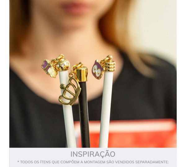 Pingente Coroa Ouro com Strass 19mm