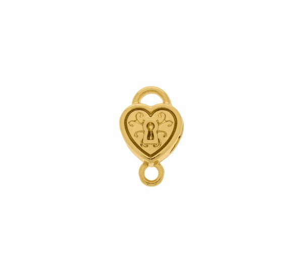 Berloque Coração Cadeado com Argola Ouro 12mm